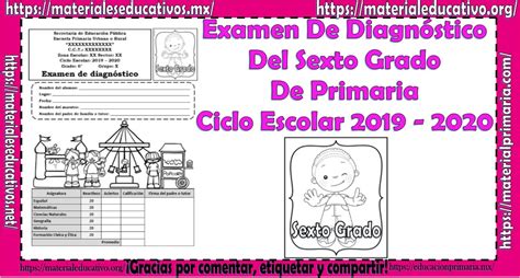 Examen de diagnóstico del sexto grado de primaria con respuestas ciclo