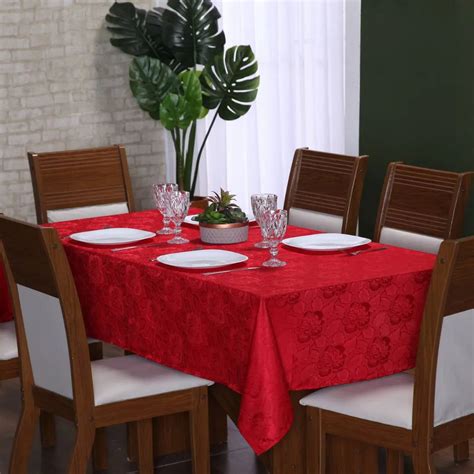 Toalha Vermelha De Mesa - Toalha de Mesa Jacquard - Vermelha – Charme do Detalhe