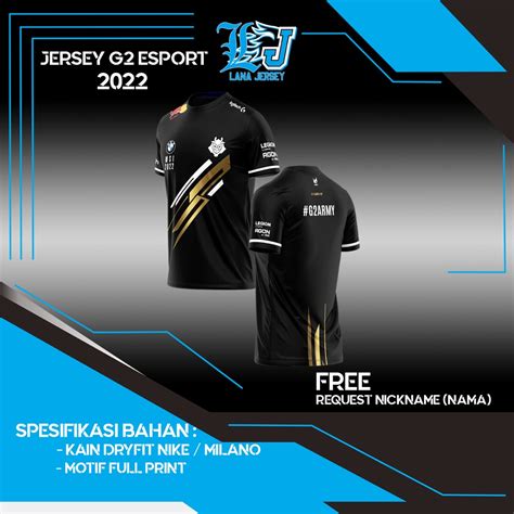 Jual JERSEY G2 E SPORT MSI 2022 Game DOTA 2 WILDRIFT LOL CSGO Free