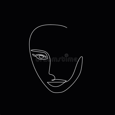 Continuous Line Abstract Face Contemporary Minimalist Female Portrait