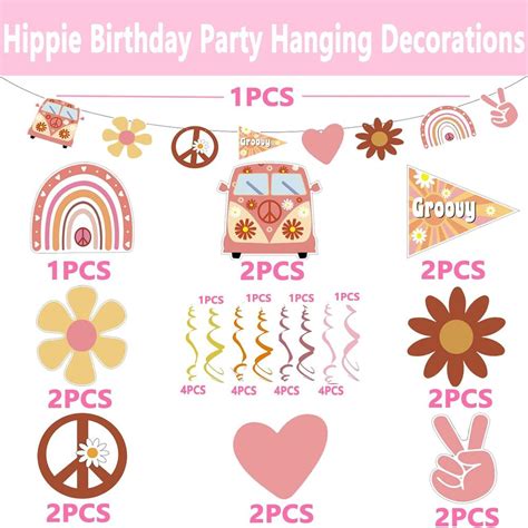 Great Choice Products 20pcs Hippie Party Decorations Groovy Retro