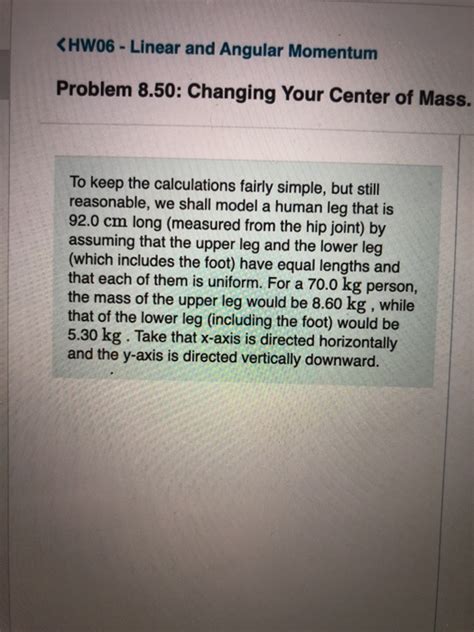 Solved Part A Find The X Coordinate Of Thr Center Of Mass