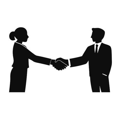 A black and white image of a man and a woman shaking hands | Premium AI-generated vector