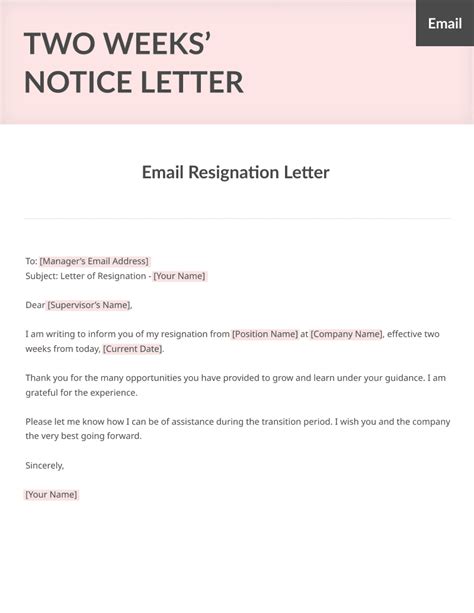 Two Weeks Notice Letter 4 Free Templates Artofit