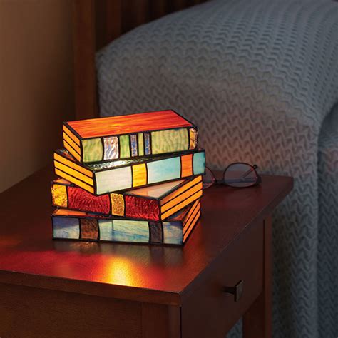 Stained Glass Stacked Books Lamp Signals