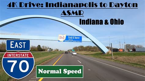 4K Drive Indianapolis To Dayton ASMR I 70 East Interstate 70 East