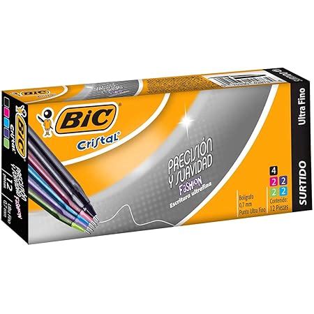 BIC Bolígrafo de Punto Ultra fino Pluma Clásica Cristal Precisión y