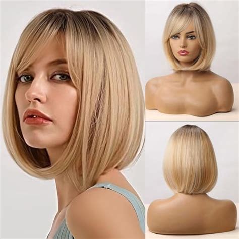 Amazon ALANHAIR Blonde Bob Wigs For Women Ombre Blonde Short Bob