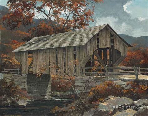 Eric Sloane The Covered Bridge, Autumn Oil Painting Reproductions for sale | AllPainter Online ...