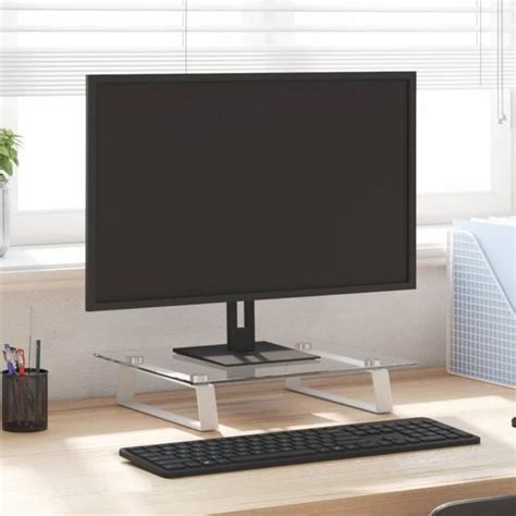 Estink Support De Moniteur Blanc X X Cm Verre Tremp Et M Tal