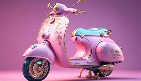 Bonita Imagen De Pie De Vespa Scooter Rosa Foto Premium