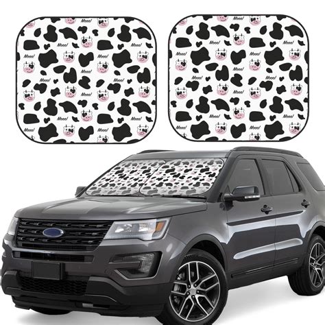 Windshield Sun Shade Cartoon Cute Cow Print Cow Head Piece