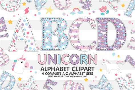 Unicorn Alphabet Letters Sublimation Graphic By Goodscute Creative