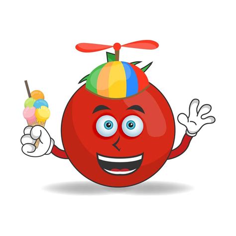 Tomato Mascot Character With Tomato And Colorful Hat Vector