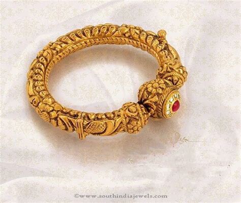 Gold Antique Bangle Design From Jos Alukkas South India Jewels