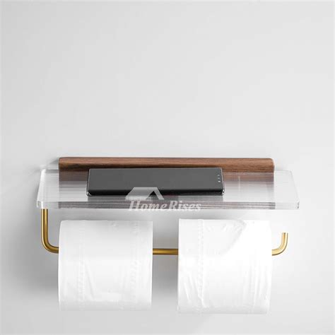 Wall Mount Toilet Roll Holder With Shelf Single Double Roll Paper