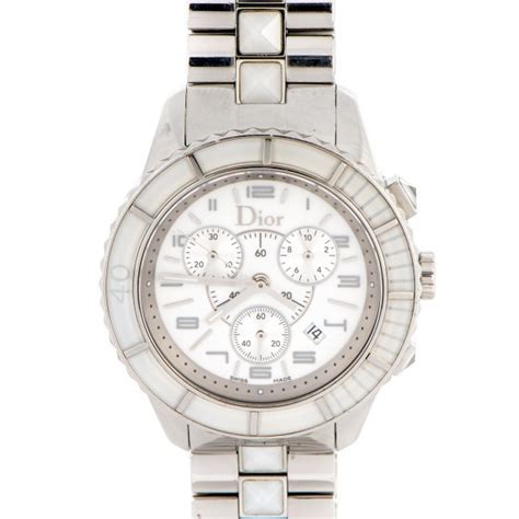 Christian Dior Stainless Steel Diamond Sapphire 38mm Christal