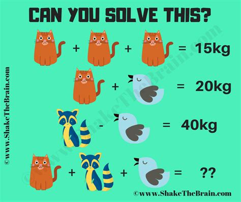 Maths Picture Brain Teaser Algebra Puzzle For Students