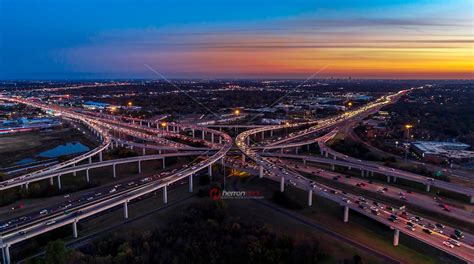 Aerial Flight View Of Busy Austin Highway N And Mopac Loop