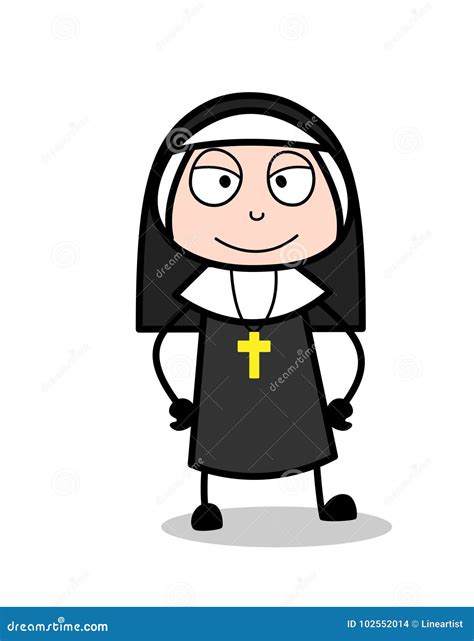 Naughty Cartoon Nun Smiling Face Stock Illustration Illustration Of