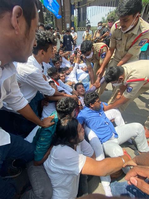 Tension At JNTU As Police Foil NSUI Protest For Exam Cancellation The