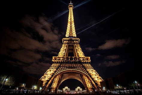 Premium Photo Lighted Eiffel Tower At Nighttime