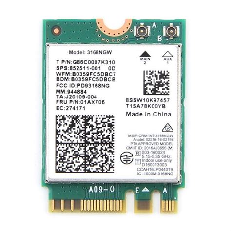 Double Bande Sans Fil pour Carte RéSeau WiFi Intel 3168 3168NGW 433