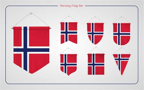 Coleção de conjunto de bandeira da noruega Vetor Premium