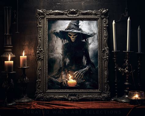 Witch Art Prints Scary Halloween Painting Witchy Wall Art Wicca Art ...