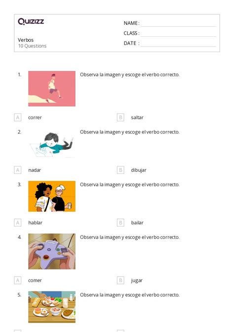 50 Verbos Descriptivos Hojas De Trabajo Para Grado 2 En Quizizz