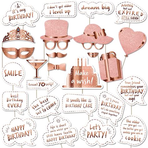 Buy Premium Birthday Photo Booth Props Kit 27 White And Rose Gold Party