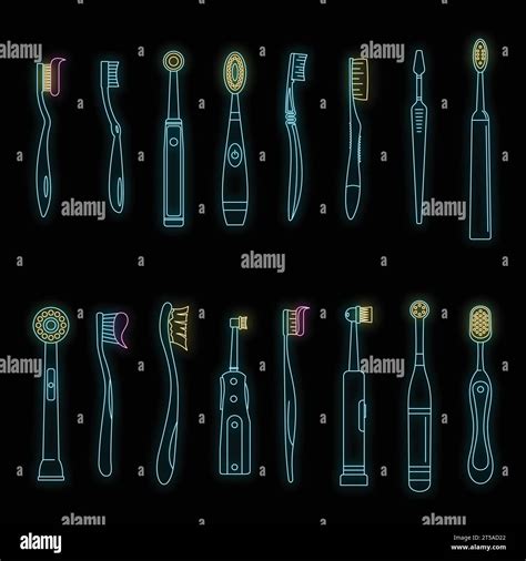 Toothbrush Dental Icons Set Outline Illustration Of 16 Toothbrush