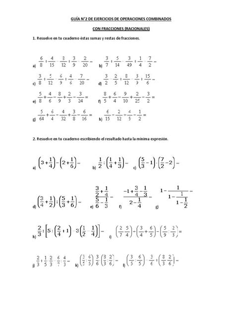 Operaciones Combinadas Fracciones