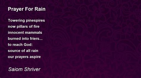 Prayer For Rain by Saiom Shriver - Prayer For Rain Poem