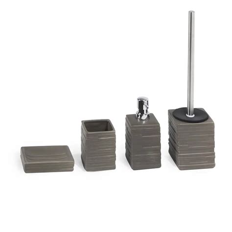 Set 3 Accessori Da Bagno Da Appoggio In Ceramica Grigio