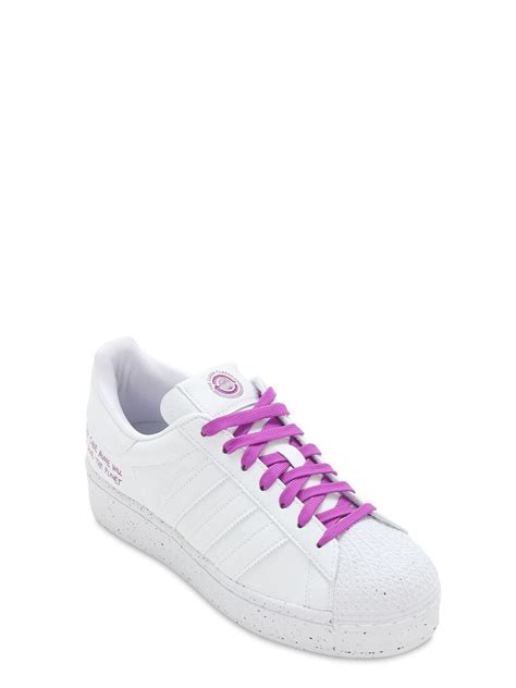 Adidas Originals Superstar Bold Vegan Sneakers In Whitepurple Modesens