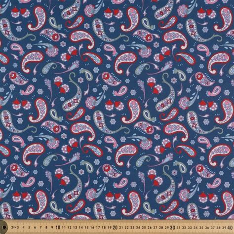 Vintage Bouquet Paisley 112 Cm Cotton Fabric Blue