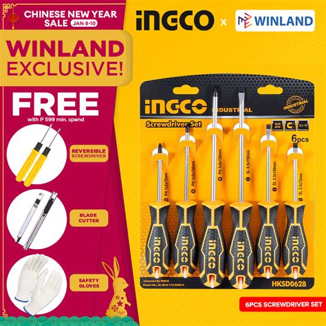 Ingco By Winland Screwdriver Pcs Set Screw Driver Tool Hksd