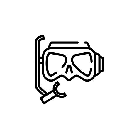 Diving Mask Snorkel Swimwear Snorkelling Dotted Line Icon Vector