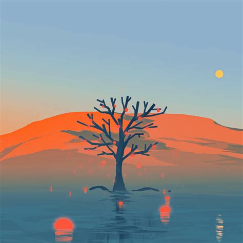 3000x3000 4k Minimalist Artistic Landscape Tree 3000x3000 Resolution