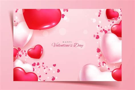 Premium Vector Happy Valentine Day Congratulation With Red And Pink