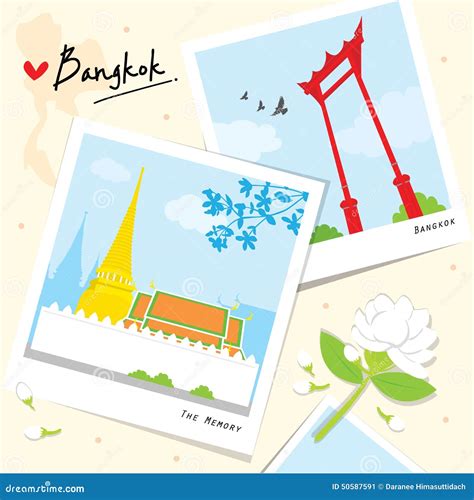 Bangkok Thailand Place Landmark Travel Temple Cartoon Vector Stock ...