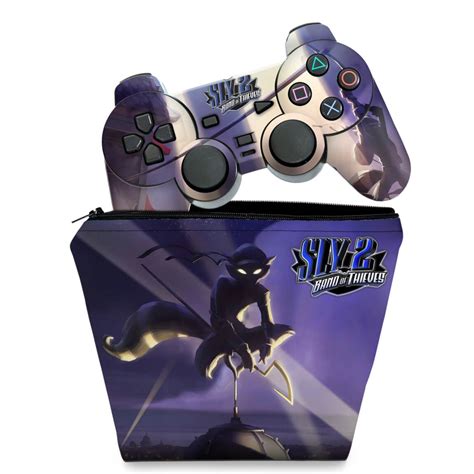 KIT Capa Case E Skin PS2 Controle Sly 2 Pop Arte Skins