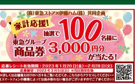 【懸賞情報】明日120から！東急ストア×伊藤ハム 商品券プレゼントキャンペーン りっこの懸賞＆オトク日記