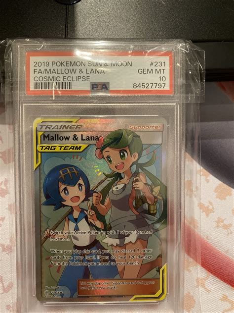 Psa 10 Gem Mint Mallow And Lana 231236 Cosmic Eclipse Pokemon Full Art