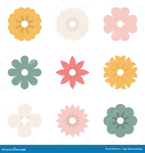 Iconos De Flores Flores De Primavera Colección Floral Color Pastel