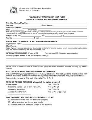 Fillable Online Foi Application Form Foi Fax Email Print Pdffiller