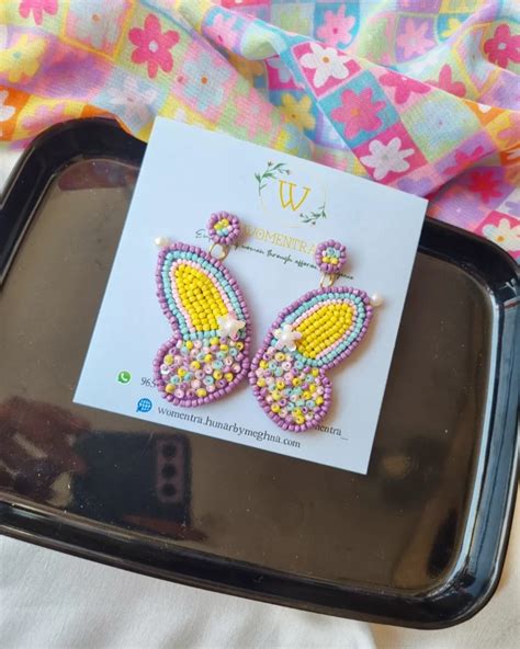 Beaded Butterfly Wing Earrings Hunar By Meghna