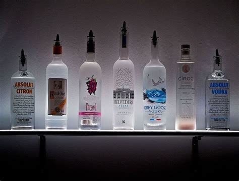 LED Lighted Wall Mounted Liquor Shelves Bottle Display | Liquor shelf ...