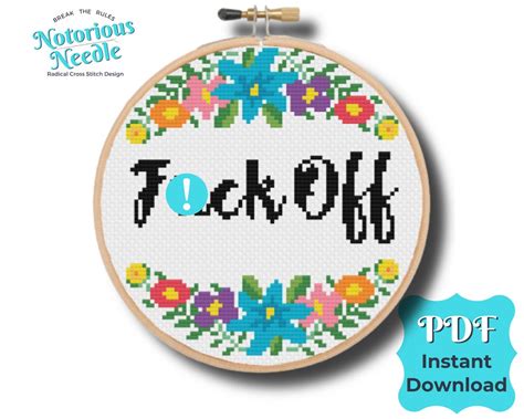Curse Swear Word Cross Stitch Pattern Quote Fuck Off In Black Etsy